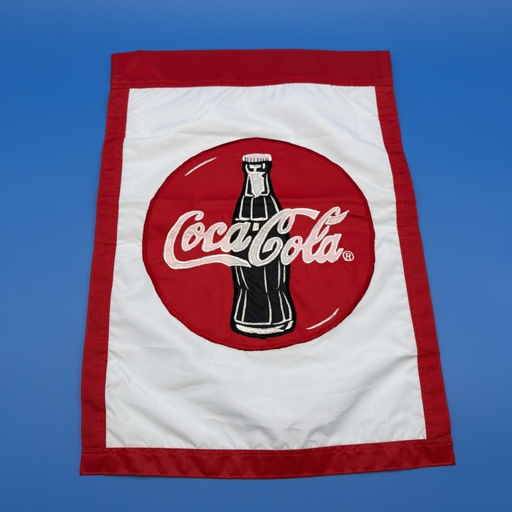 Coca-Cola Flag Banner 2 Sided  Decor Evergreen 17"x 12.5" Quality